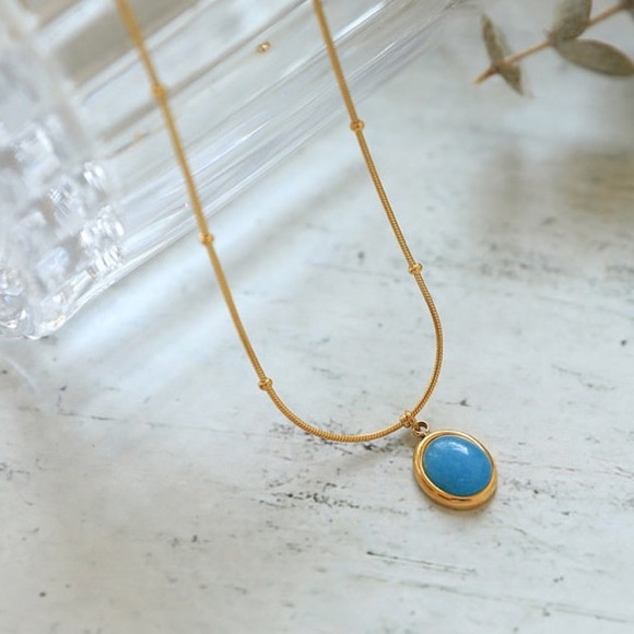 Oval gemstone 💎 necklace - Picture 3 of 8